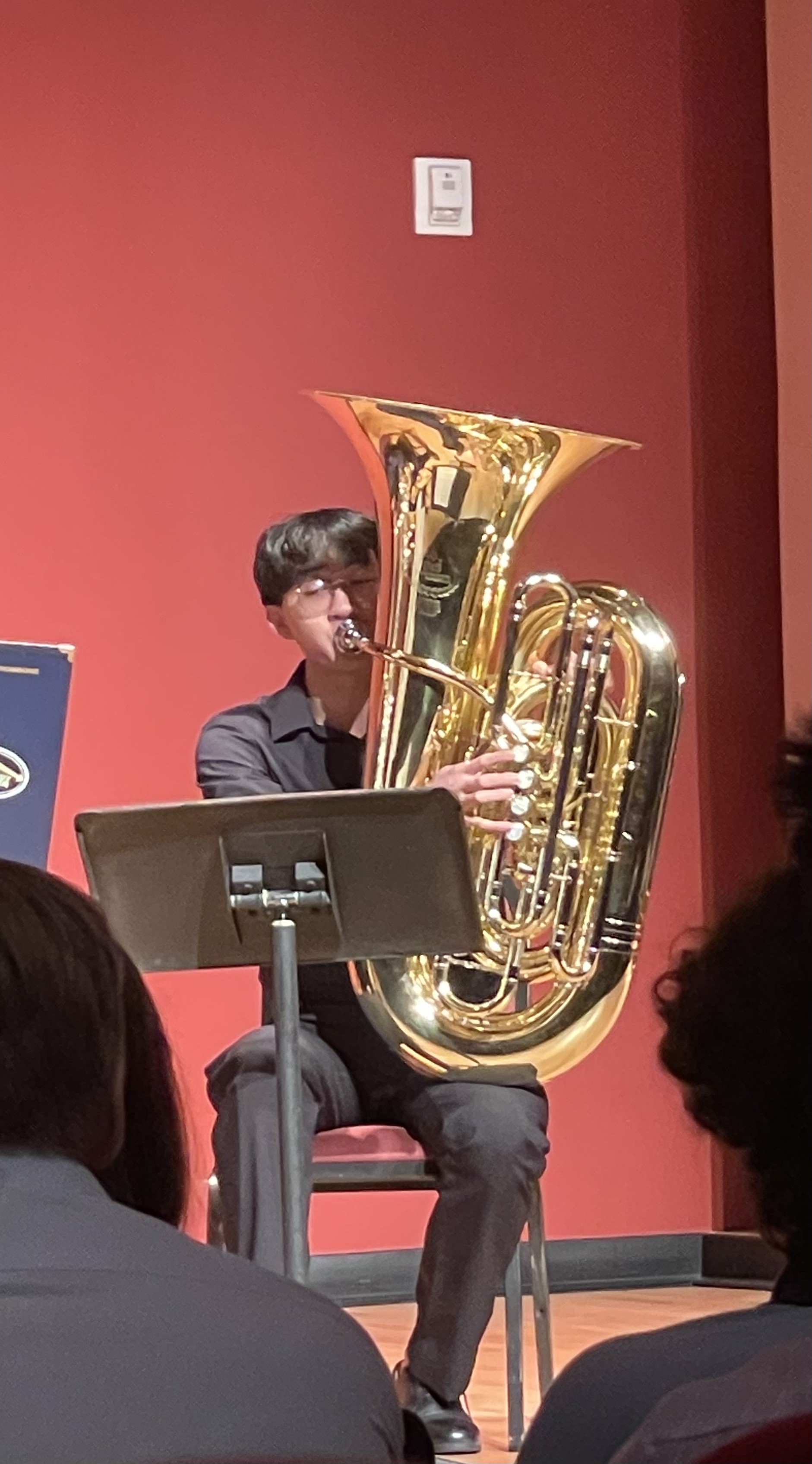 Sean playing the tuba